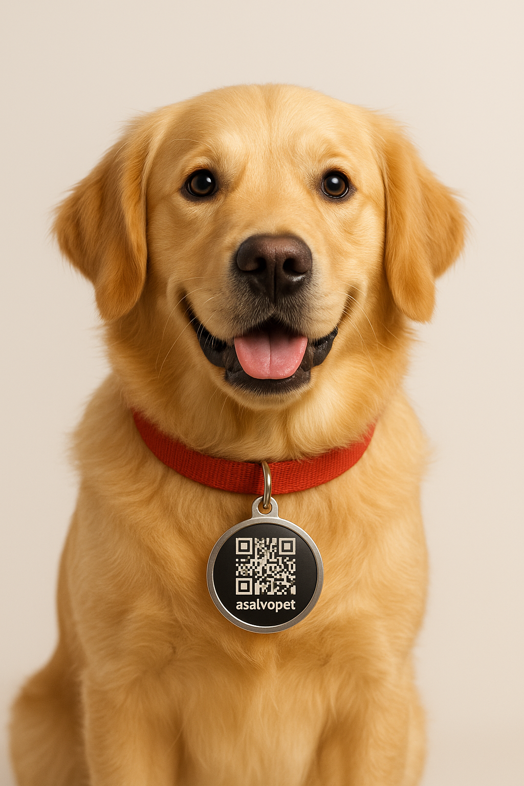 Perro con collar QR A Salvo Pet